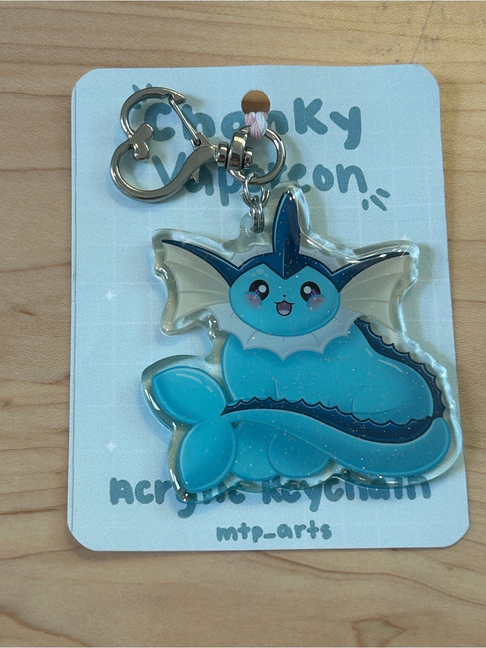 NWT new on card acrylic resin Vaporeon Pokémon eeveelution keychain bag charm